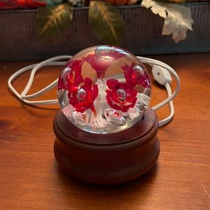 GIBSON GLASS CO. 1988 EPERGNE Flowers Red White VINTAGE Handblown